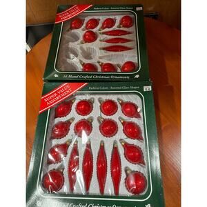 Vintage Hand Crafted Red Glass Christmas Ornaments  - Total -27